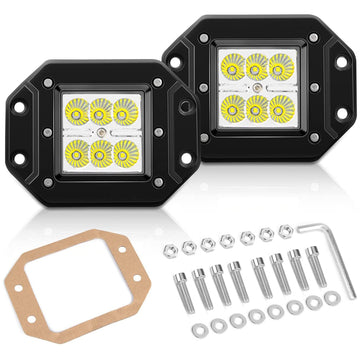 2 Pcs 18W Flood Flush Mount LED Work Light